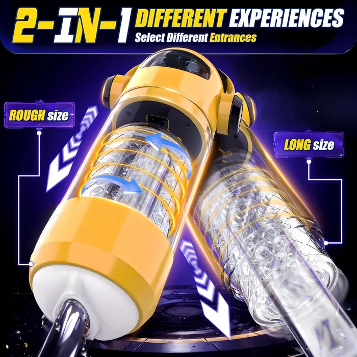 Male Sex Toys Lurevibe Spaceman 2 in 1 Automatic 7 Telescopic 7 Rotating Male Masturbator