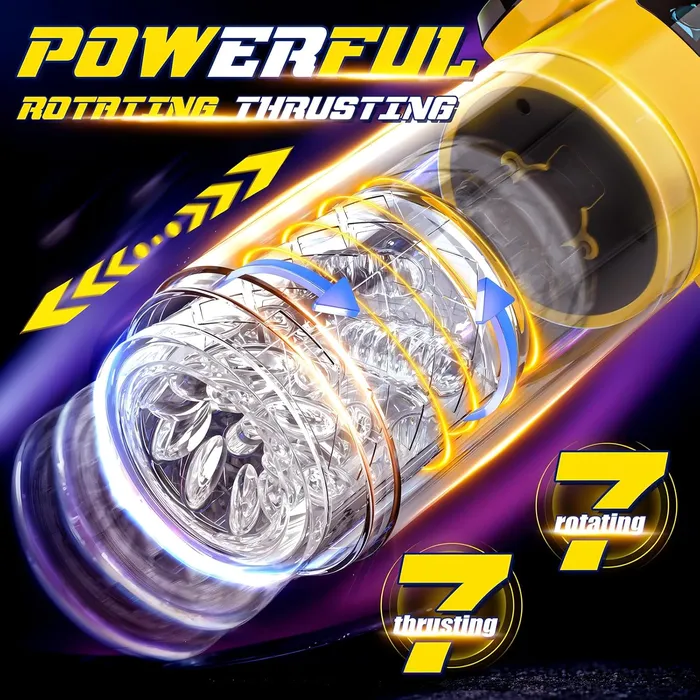 Male Sex Toys Lurevibe Spaceman 2 in 1 Automatic 7 Telescopic 7 Rotating Male Masturbator