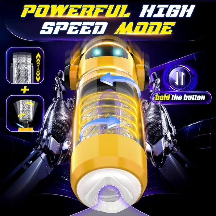 Male Sex Toys Lurevibe Spaceman 2 in 1 Automatic 7 Telescopic 7 Rotating Male Masturbator
