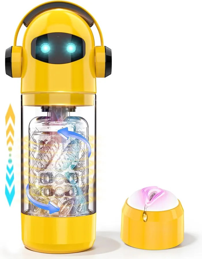Male Sex Toys Lurevibe Spaceman 2 in 1 Automatic 7 Telescopic 7 Rotating Male Masturbator