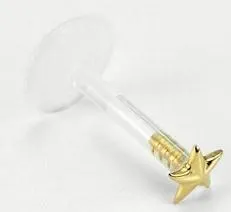 14g 516 Bioplastic Labret with 14kt Yellow Gold 3D Star Painful Pleasures Female Sex Toys 14g 516 Bioplastic Labret with 14kt Yellow Gold 3D Star Painful Pleasures Female Sex Toys
