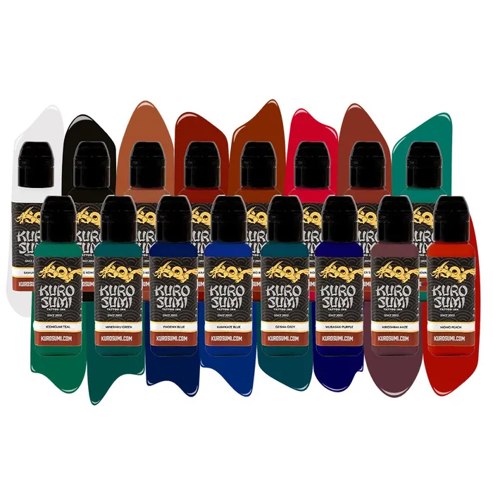 16 Color Primary Set 2 Kuro Sumi Tattoo Ink 12oz Kuro Sumi Anal