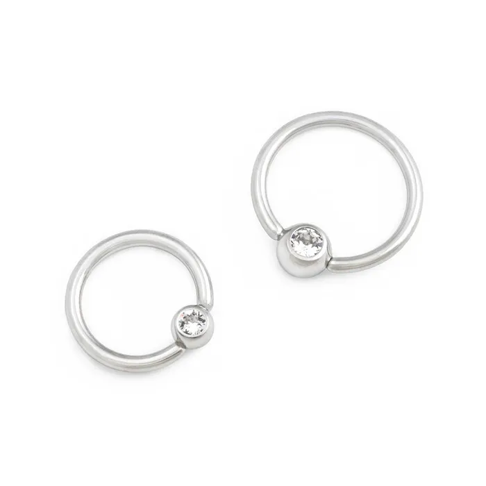 16g Annealed Steel Crystal Jewel Fixed Bead Ring Price Per 1 Painful Pleasures Male Sex Toys