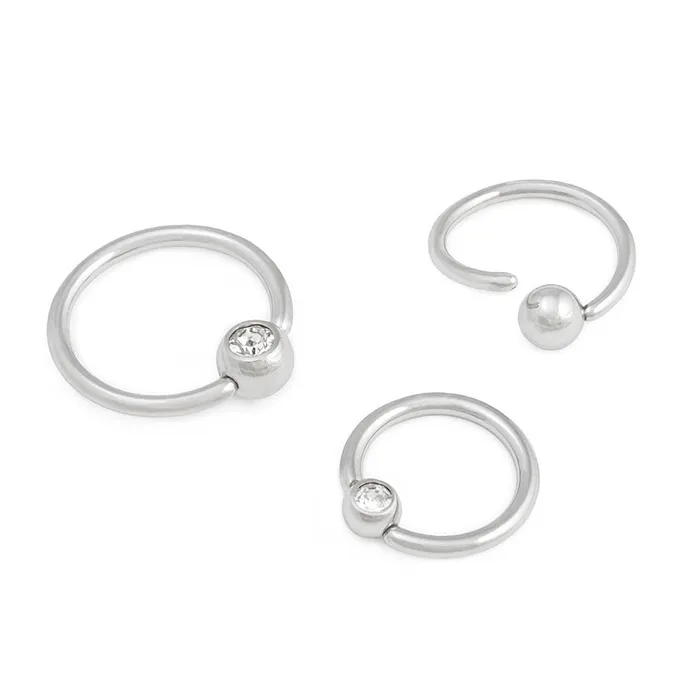 16g Annealed Steel Crystal Jewel Fixed Bead Ring Price Per 1 Painful Pleasures Male Sex Toys