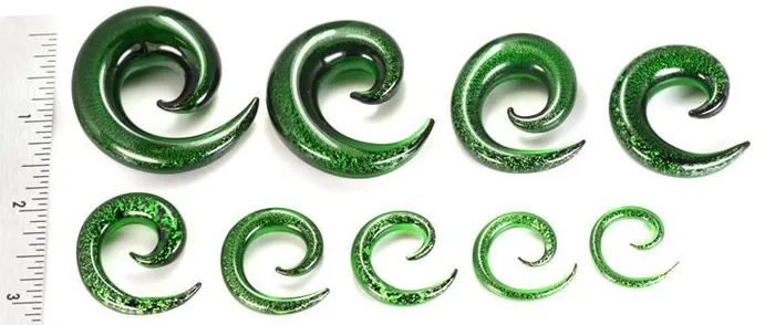 8g 58 Pyrex Glass GREEN Glitter SPIRAL Price Per 1 Painful Pleasures Dildos