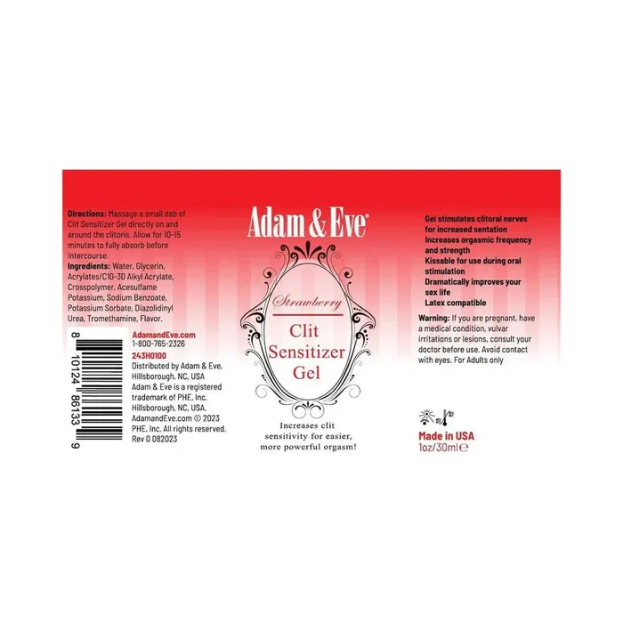 Adam Eve Strawberry Clit Sensitizer Gel 1 oz Adam Eve Inc Female Sex Toys