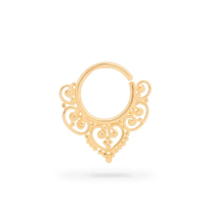Anal Elementals Organics 18g Yellow Gold Plated Filigree Heart Bendable Septum Ring Anal Elementals Organics 18g Yellow Gold Plated Filigree Heart Bendable Septum Ring
