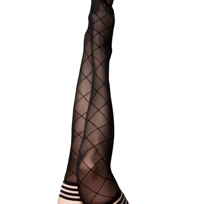 Anal Kixies Kixies Anna Sheer Black with Large Diamonds Thigh Highs sizes AD