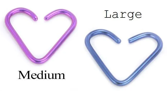 Anal Painful Pleasures 18g Niobium Heart for Ear Piercings 2 Sizes 18 Color Options Price Per 1