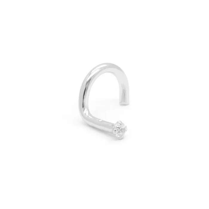 Anal Tilum Tilum 18g White Gold Crystal Jeweled Nose Screw