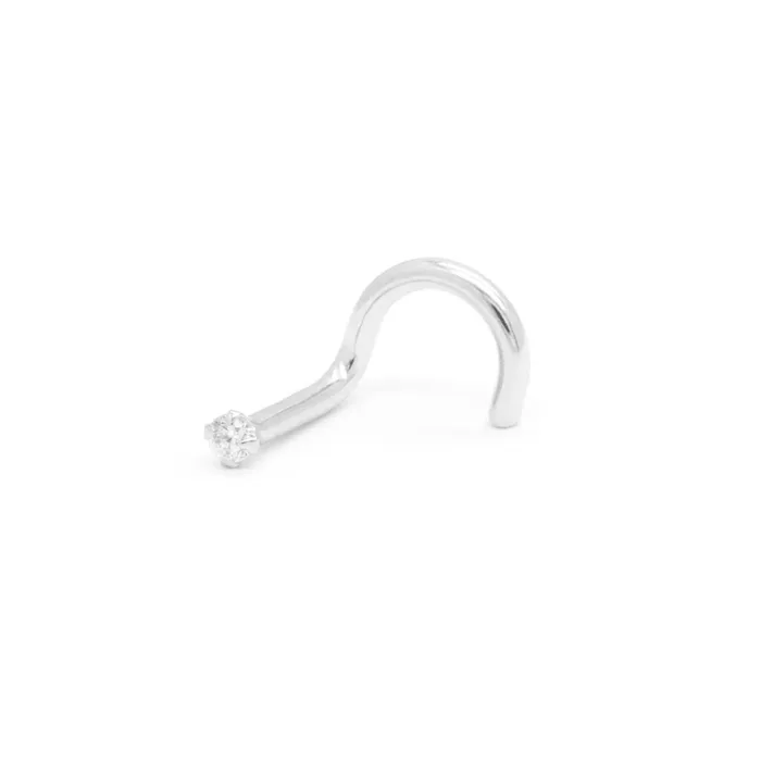Anal Tilum Tilum 18g White Gold Crystal Jeweled Nose Screw