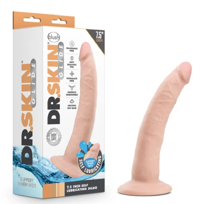 Blush Dildos Dr Skin Glide SelfLubricating 75 Inch Dildo Vanilla