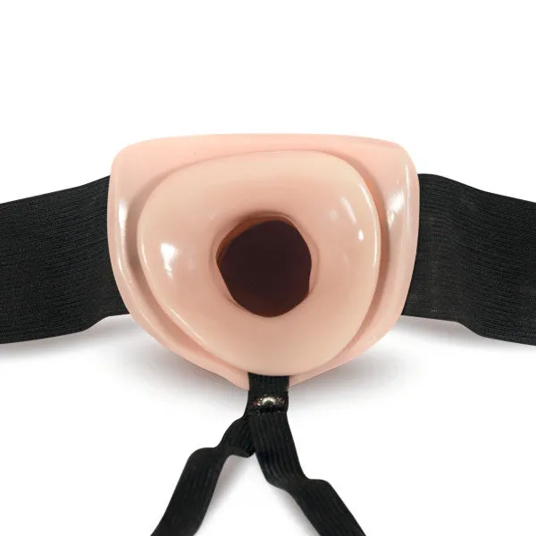 Blush Female Sex Toys Dr Skin 7 Inch Hollow Strapon Dildo Harness Vanilla