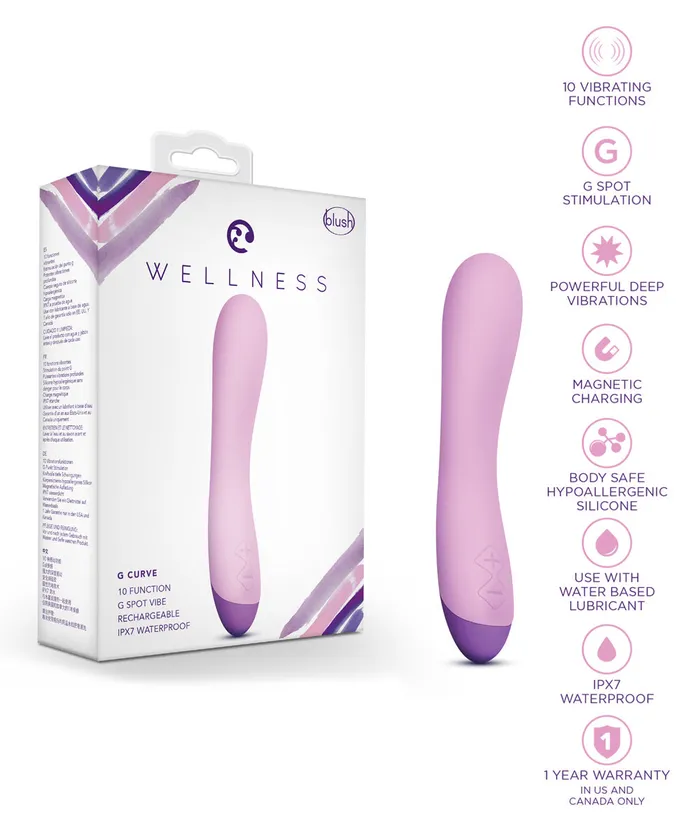 Blush Female Sex Toys Wellness G Curve Rumbly Waterproof Silicone GSpot Vibrator