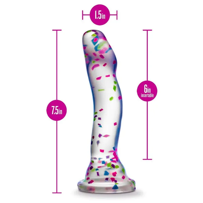 Blush Novelties Neo Elite GITD Hanky Panky 75in Confetti Filled Dong Female Sex Toys