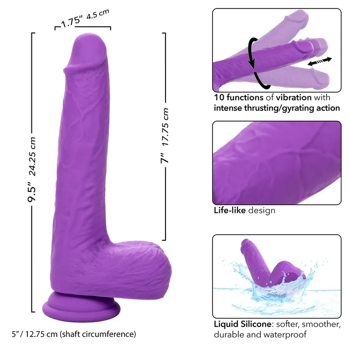 Dildos CalExotics Silicone Stud Gyrating Thrusting 95 Inch Purple Dildo