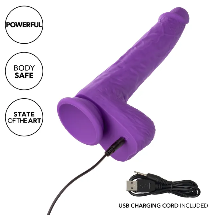 Dildos CalExotics Silicone Stud Gyrating Thrusting 95 Inch Purple Dildo