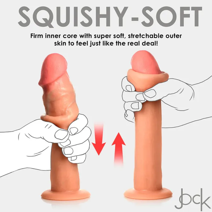 Dildos Jock Real Skin 85 Inch Silicone Suction Cup Dildo Vanilla XR Brands