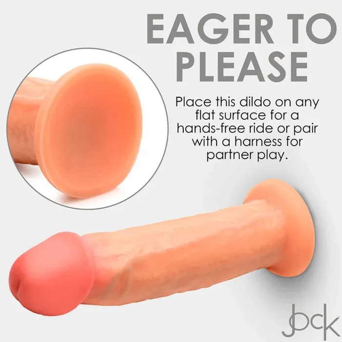 Dildos Jock Real Skin 85 Inch Silicone Suction Cup Dildo Vanilla XR Brands