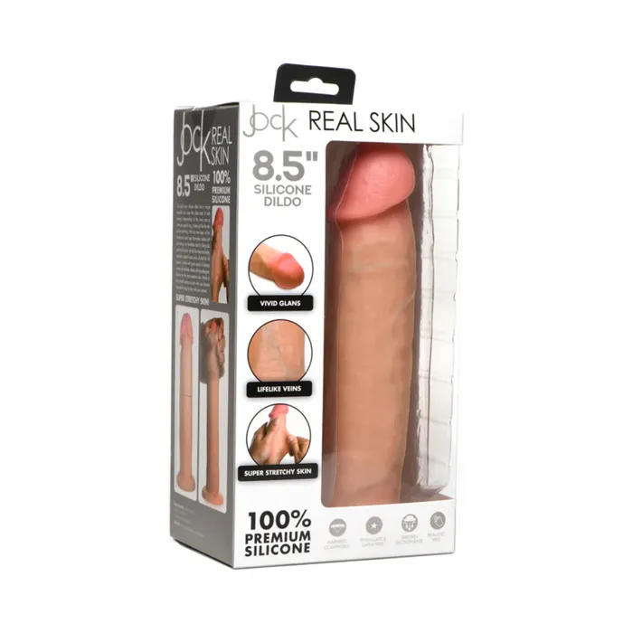 Dildos Jock Real Skin 85 Inch Silicone Suction Cup Dildo Vanilla XR Brands