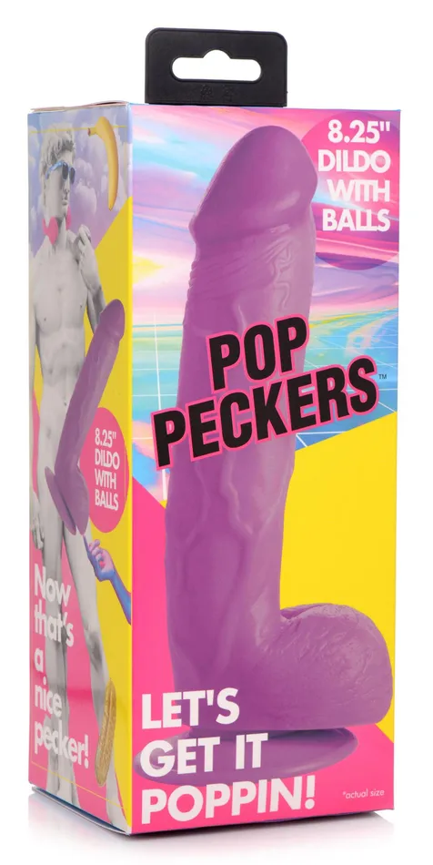 Dildos Pop Pecker 825 Dildo w Balls Pleasher Spot