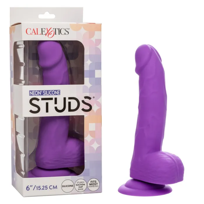 Dildos Silicone Stud 8 Inch Suction Cup Dildo Purple CalExotics