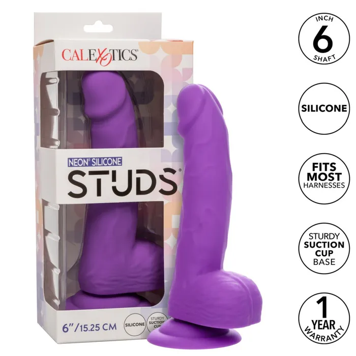 Dildos Silicone Stud 8 Inch Suction Cup Dildo Purple CalExotics