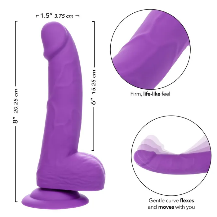 Dildos Silicone Stud 8 Inch Suction Cup Dildo Purple CalExotics
