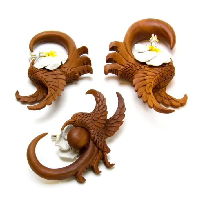 Elementals Organics Restraints Hummingbird of Spring Leather Flower Saba Wood Hanger Price Per 2