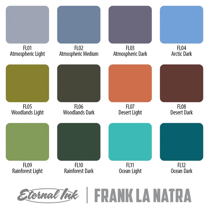 Eternal Frank La Natra Atmospheric Landscapes Set of 12 1oz Bottles Eternal Tattoo Ink Female Sex Toys
