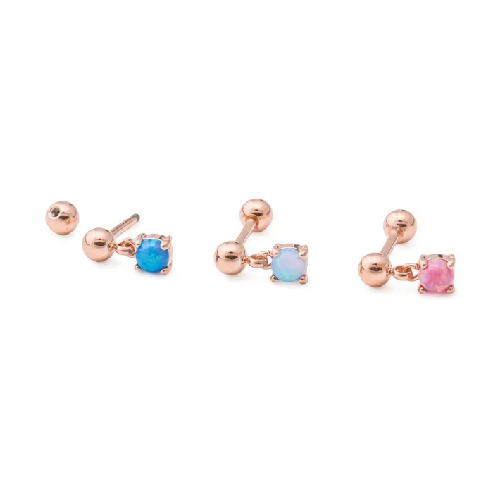 Female Sex Toys 16g 516 Rose GoldPlated Straight Stainless Steel Barbell with Opal Dangle Painful Pleasures