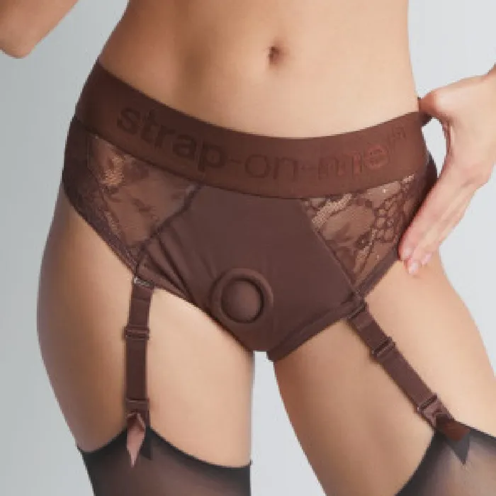 Female Sex Toys Lovely Planet StrapOnMe Diva Brown Sexy Garter Style Lingerie Harness Sizes S XXL