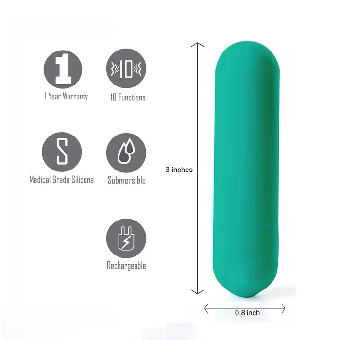 Female Sex Toys Maia Toys JESSI USB Rechargeable Super Charged Mini Bullet EMERALD