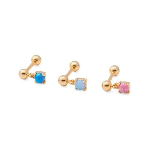 Female Sex Toys Painful Pleasures 16g 516 GoldPlated Straight Steel Barbell with Opal Dangle