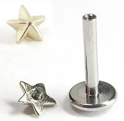 Female Sex Toys Painful Pleasures 18g Internally Threaded Labret with 14kt Yellow Gold Nautical Star