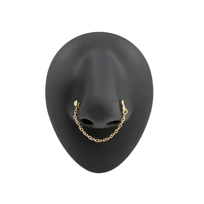 Female Sex Toys Painful Pleasures 20g 14 PVD Gold Celestial Magic Nose Bones with Chain