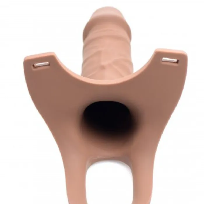 Female Sex Toys XR Brands Size Matters Hollow Silicone Strapon Harness Dildo Set Vanilla