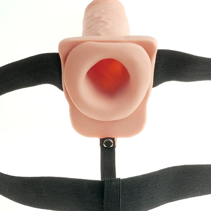 Fetish Fantasy Vibrating 7 Inch Hollow Dildo wBalls Strapon Harness Vanilla Pipedream Products Female Sex Toys