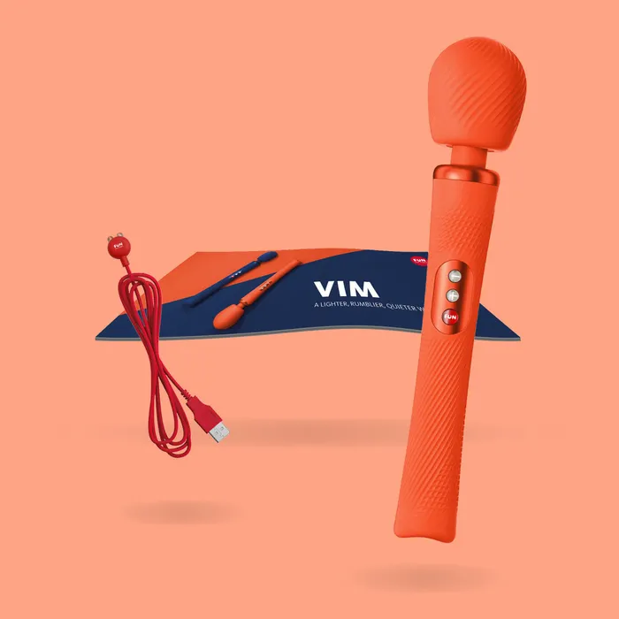 Fun Factory Vim Silicone Weighted Rumbly Wand Vibrator Orange Fun Factory Female Sex Toys