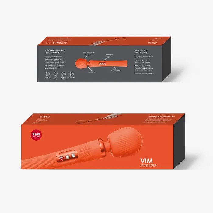 Fun Factory Vim Silicone Weighted Rumbly Wand Vibrator Orange Fun Factory Female Sex Toys