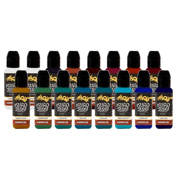Kuro Sumi Anal 16 Color Primary Set 3 Kuro Sumi Tattoo Ink 075oz