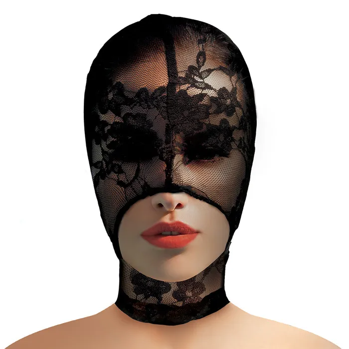 Lace Seduction Black Bondage Hood XR Brands Couples