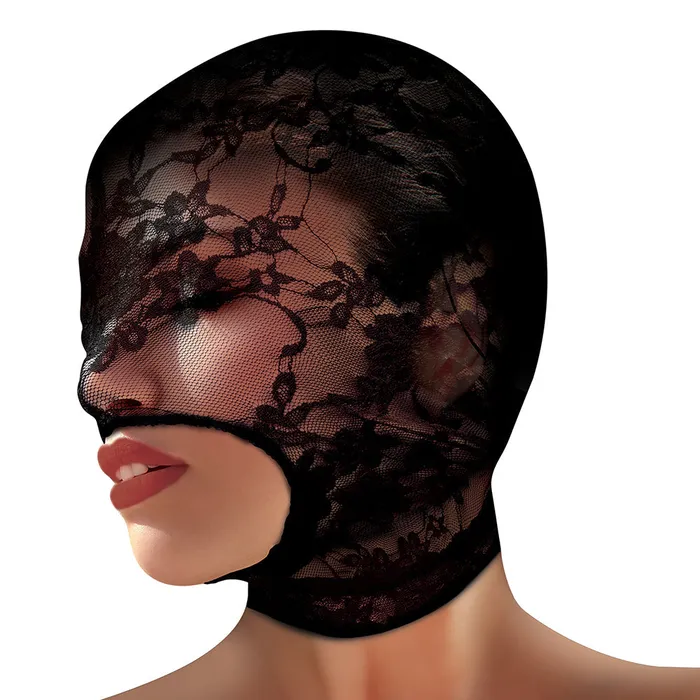 Lace Seduction Black Bondage Hood XR Brands Couples