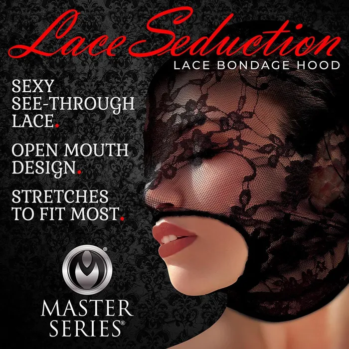 Lace Seduction Black Bondage Hood XR Brands Couples