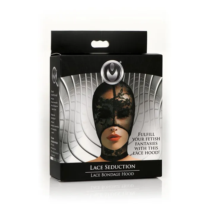 Lace Seduction Black Bondage Hood XR Brands Couples