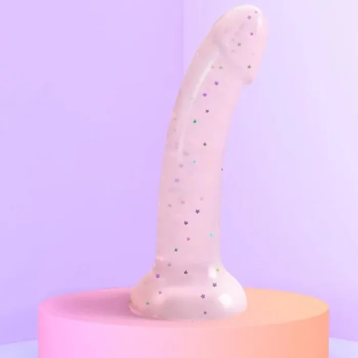 Lovely Planet Dildos Starlight Pink Glitter 7 inch Silicone Dildo