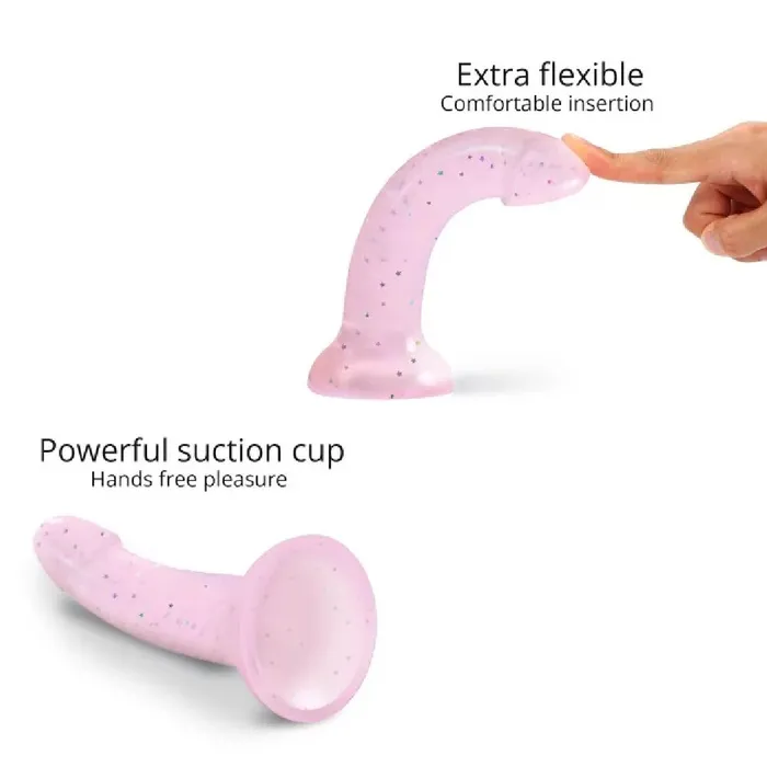 Lovely Planet Dildos Starlight Pink Glitter 7 inch Silicone Dildo