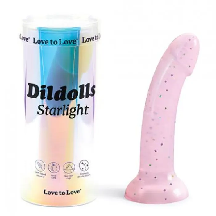 Lovely Planet Dildos Starlight Pink Glitter 7 inch Silicone Dildo