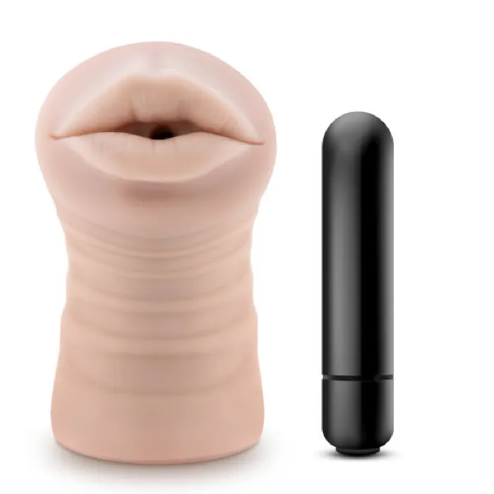 M For Men Skye Vibrating Mouth Stroker Vanilla Blush Male Sex Toys