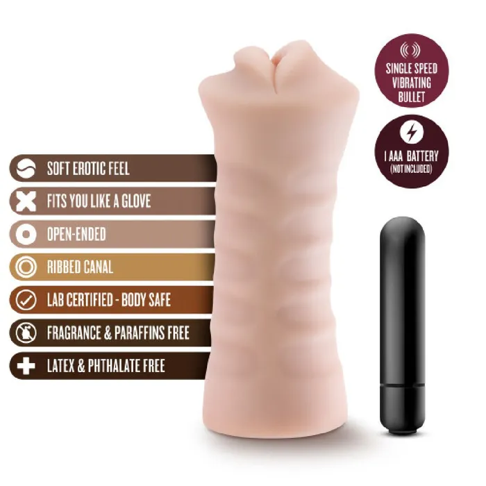 M For Men Skye Vibrating Mouth Stroker Vanilla Blush Male Sex Toys